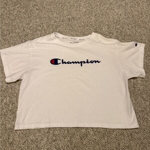 Champion White Tee with Blue Logo